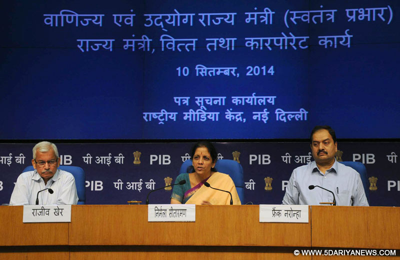 Nirmala Sitharaman holding a Press Conference on initiatives and issues related to Department of Commerce, in New Delhi