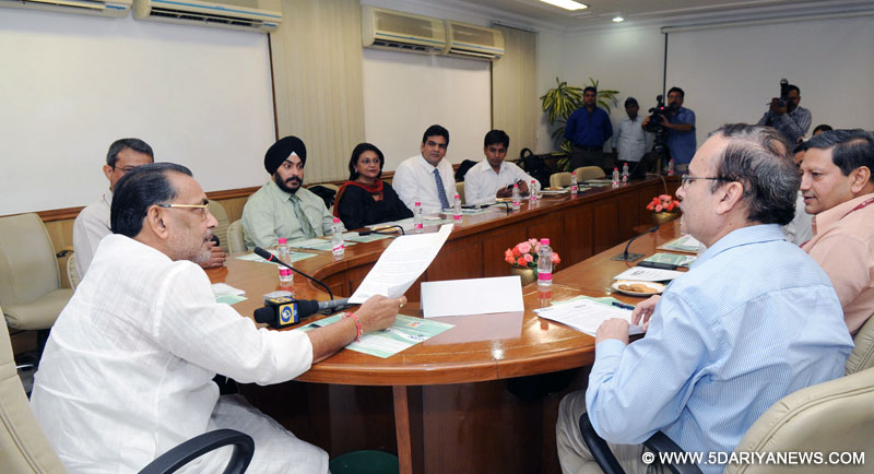 Radha Mohan Singh briefing the media at launch of the ‘Reefer Vehicle Call-in-Centre (RVC)’, in New Delhi on September 11, 2014.