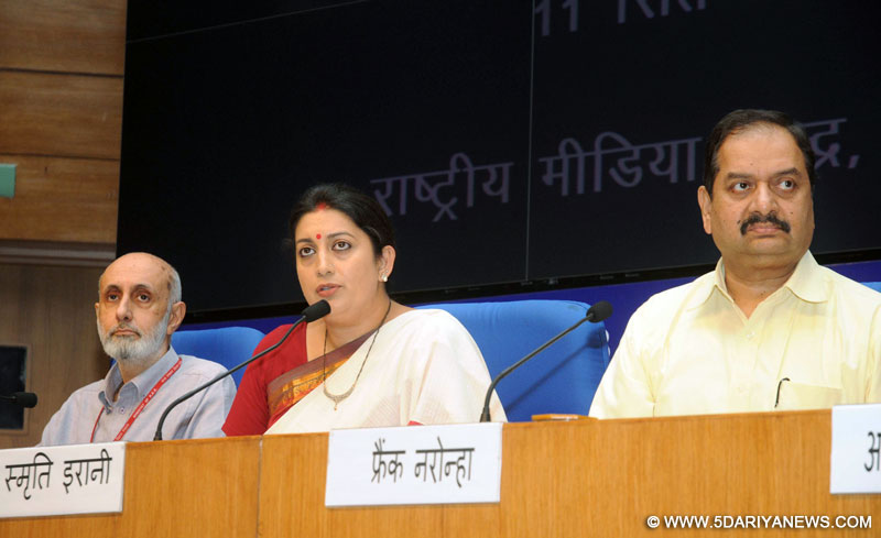 Smriti Irani addressing a Press Conference on issues pertaining to the Ministry, in New Delhi on September 11, 2014. 