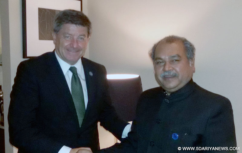 Narendra Singh Tomar meeting the Director-General of International Labour Organisation (ILO), Mr. Guy Ryder