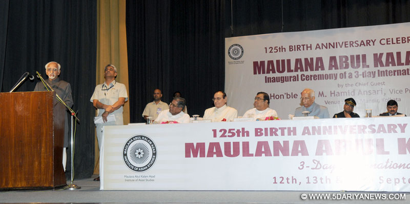  Mohd. Hamid Ansari delivering the inaugural address at the International Seminar on Maulana Abul Kalam Azad, during the125th Birth Anniversary celebrations of Maulana Abul Kalam Azad, in Kolkata 
