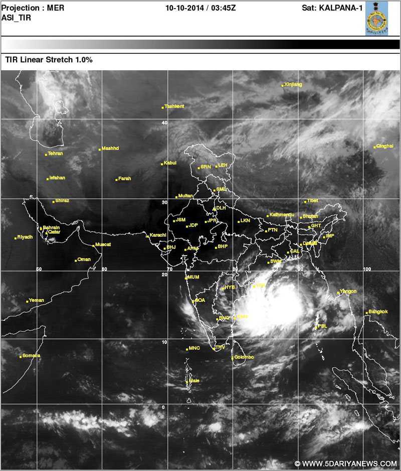 A satellite image of the cyclonic storm 