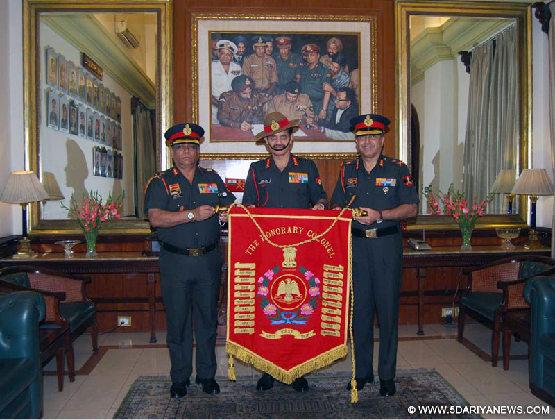 The Chief of Army Staff, General Dalbir Singh taking over as the Honorary Colonel of the Brigade of the Guards, in New Delhi on October 18, 2014.