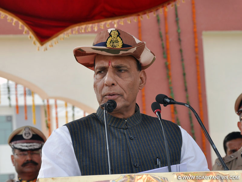 Rajnath Singh addressing at the ITBP Raising Day Function, at Surajpur Camp, Greater Noida on October 24, 2014.