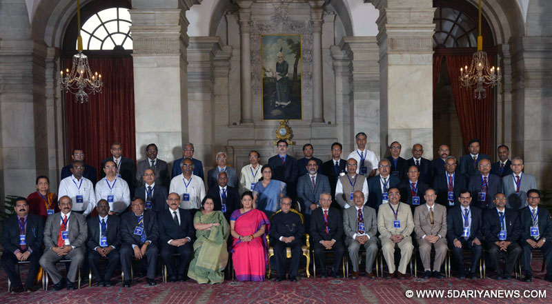 Pranab Mukherjee, Smriti Irani and other dignitaries, during the conference of the Directors of National Institutes of Technology, at Rashtrapati Bhavan , in New Delhi on October 29, 2014.