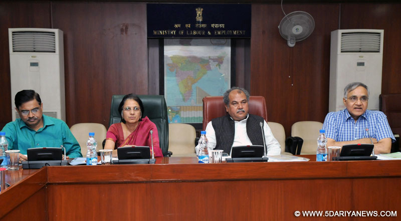 Narendra Singh Tomar chairing a review meeting of ESIC, in New Delhi on October 29, 2014