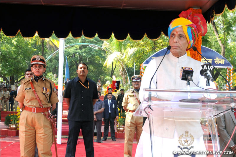 Rajnath Singh addressing the gathering during the IPS Probationers Investiture Ceremony, at the Sardar Vallabhbhai Patel National Police Academy, in Hyderabad on October 31, 2014. 