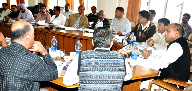 Prakash Chaudhary, Excise and Taxation Minister presiding over state level review meeting of Excise and Taxation department at Shimla today.